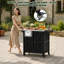 Chariot de gril d'extérieur avec armoire de rangement Aoole, chariot d'îlot de cuisine mobile 3-en-1, station de cuisson de gril d'extérieur avec comptoir en acier inoxydable, roulettes et tables d'appoint pliantes pour patio-135545675