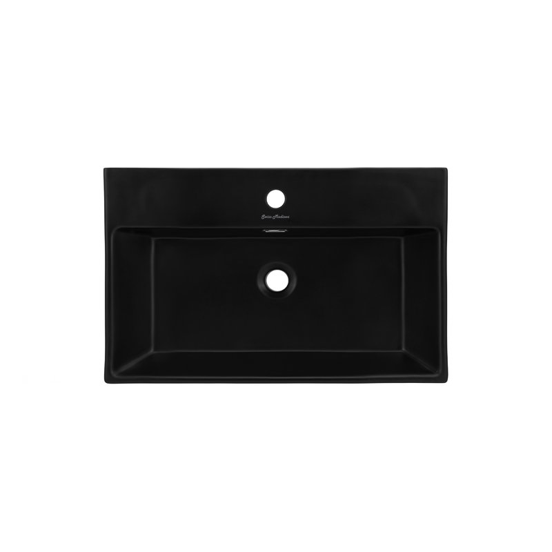 Lavabo console en céramique noir mat avec pieds noirs Claire SM-CS781, Noir / Noir, H 35,38 po x l 16,5 po x L 24 po