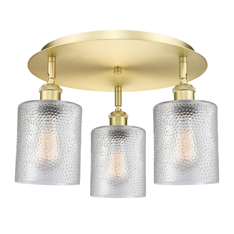 Dublin Glass Semi Flush Mount, Clear, Satin Gold