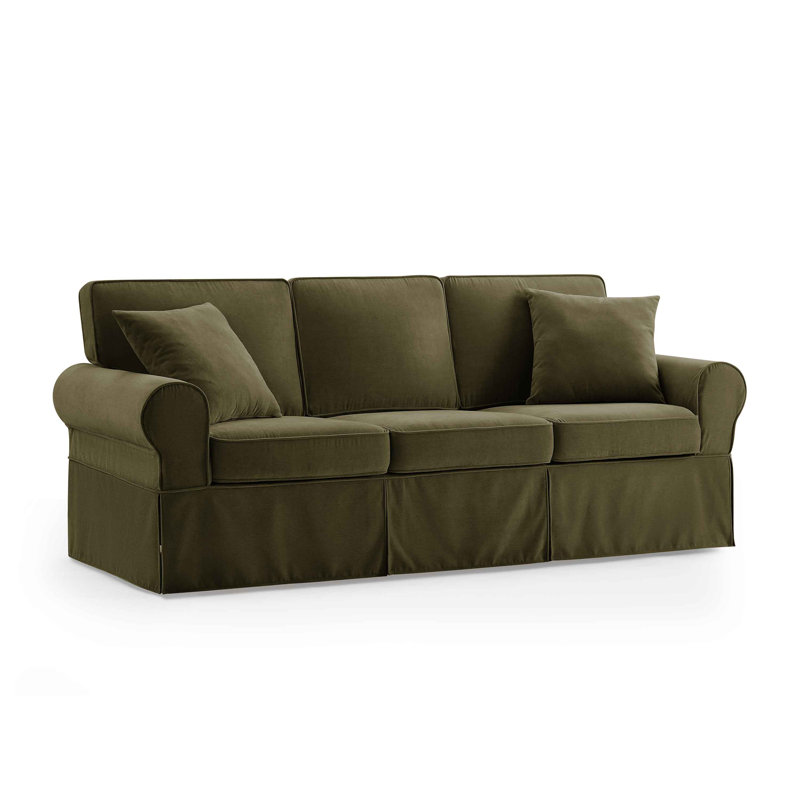 Fiona 222Cm Flared Arms Sofa, Olive