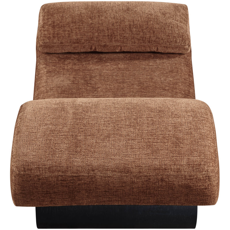 Marcella Fabric Chaise Lounge, Cognac Polyester Fabric, Black