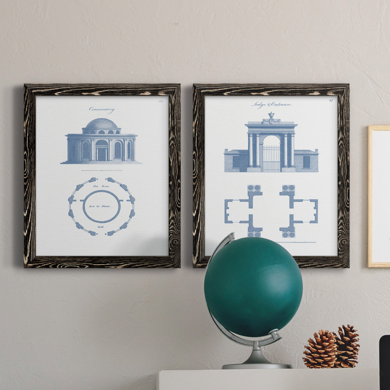 Garden Structures I - ensemble de 2 impressions encadrées, H 17 po x l 20 po x P 1 po, Toile avec cadre noir, Pas de tapis