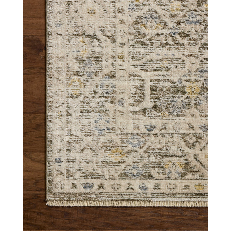Tapis olive / ivoire Loloi Clarisse, Carré 1 pi 6 po