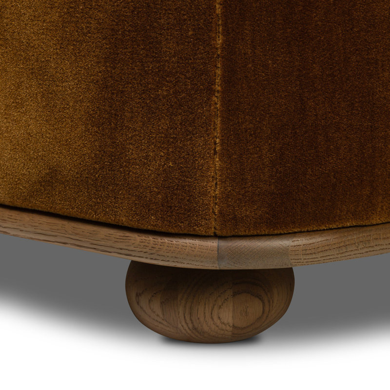 Bilbury Oval Ottoman-Taupe Shearling, Monte Tobacco Rayon/Viscose/Wool, Worrn Oak
