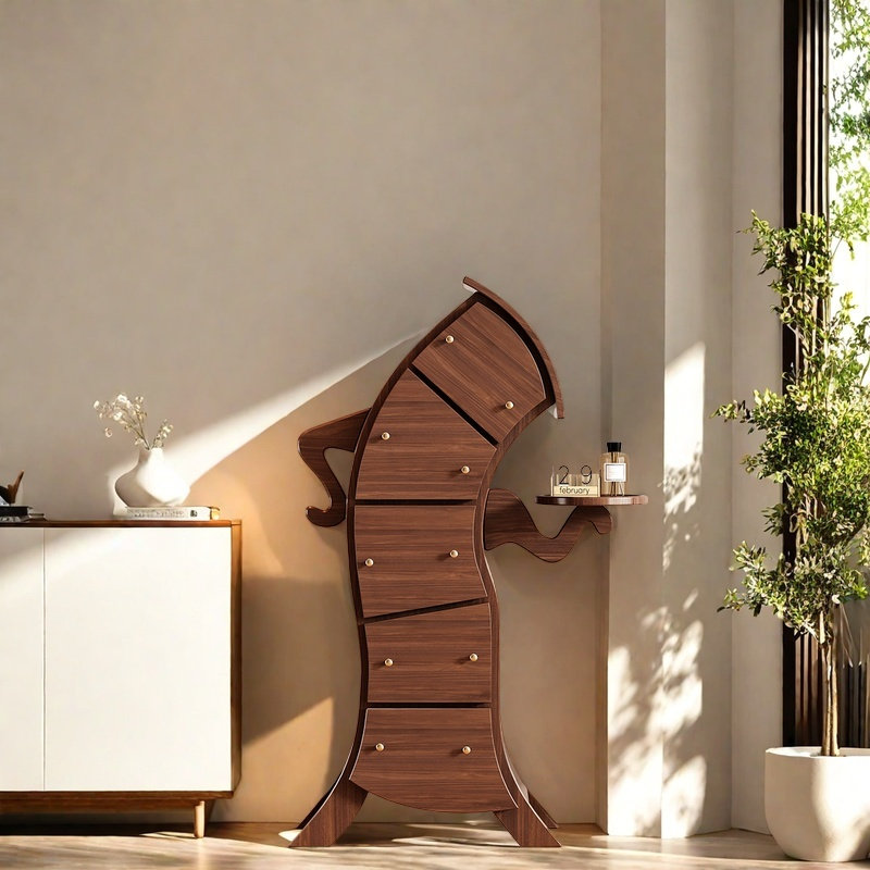 Solid Wood Multi-Drawer Storage Cabinet in Walnut