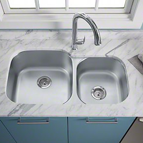 Undertone® Preserve 35-1/8" L x 20-1/8" W x 9-3/4" Under-Mount Extra Large/Medium Double-Bowl Kitchen Sink