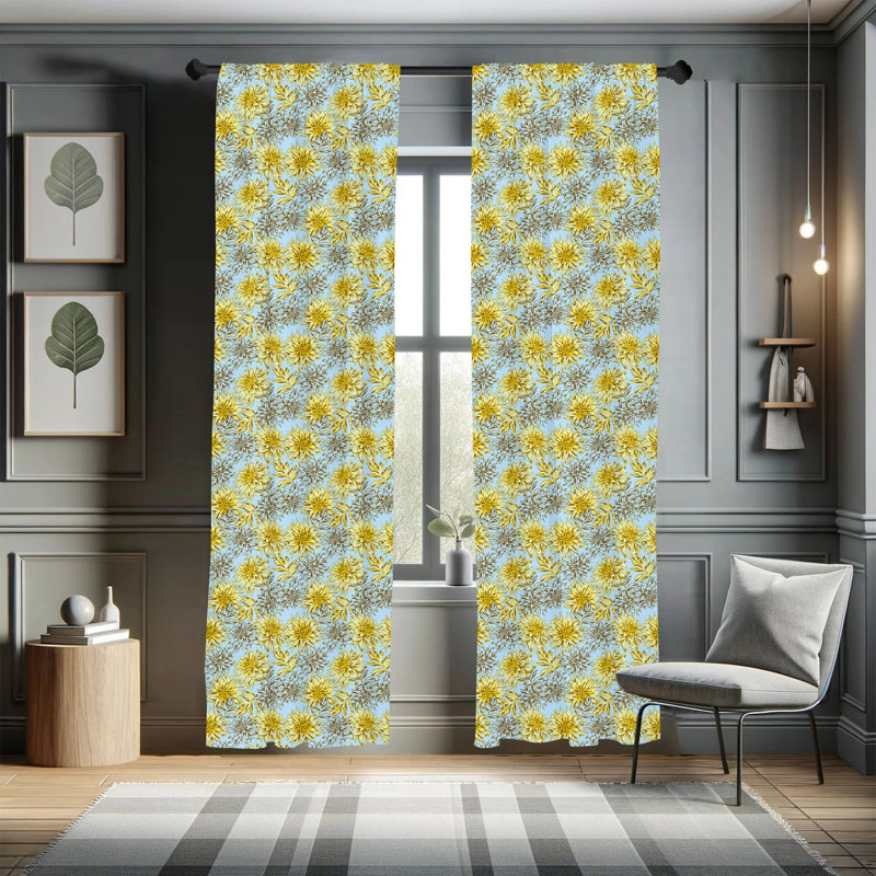 Floral Semi-Sheer Rod Pocket Curtain Panels, 28" x 84"