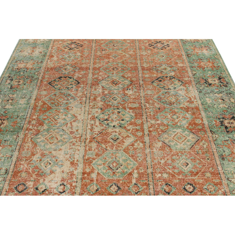 Distressed Homage Hand Knotted Wool Geometric Area Rug, Rectangle 9' x 12'