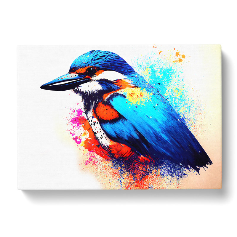 Kingfisher Bird Splash - Wrapped Canvas, 35cm H x 50cm W x 3cm D