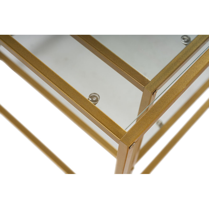 Four Leg Coffee Table with Storage, Gold