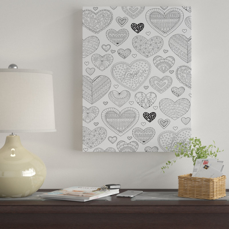 « hearts on hearts », impression sur toile tendue, H 19 po x l 14 po x P 2 po