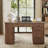 57.9" W Mid-Century Modern Executive Desk-1790109479