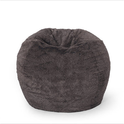 Fauteuil à billes arrondi en fausse fourrure 3 pieds Vida, brun / beige