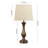 23'' Brown Metal Table Lamp Set with Touch control and USB Ports