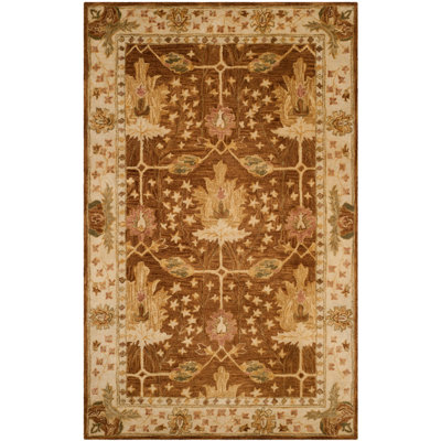 Tapis oriental brun / beige en laine touffeté à la main Armintha