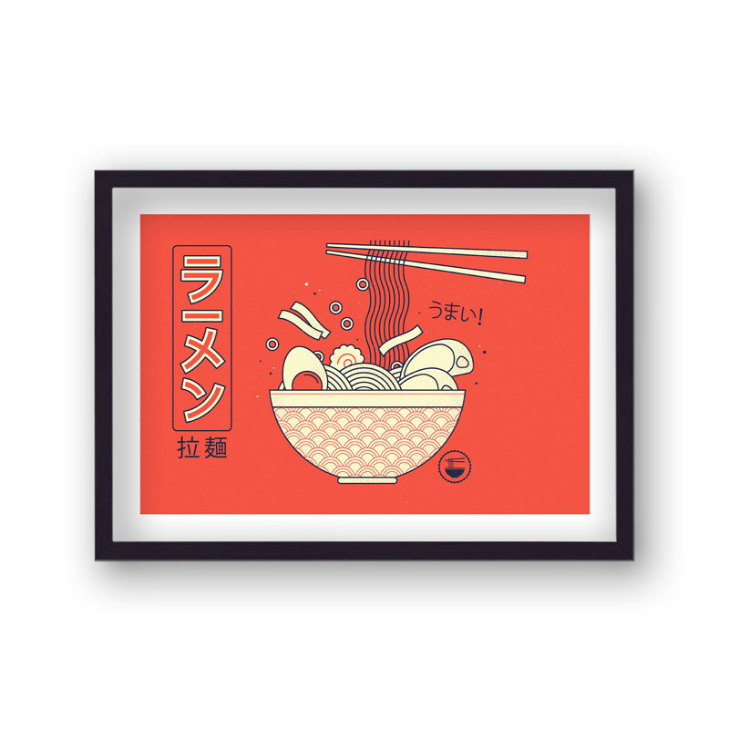 Funky Red Modern Ramen Noodle by Vouvart - Single Picture Frame Print