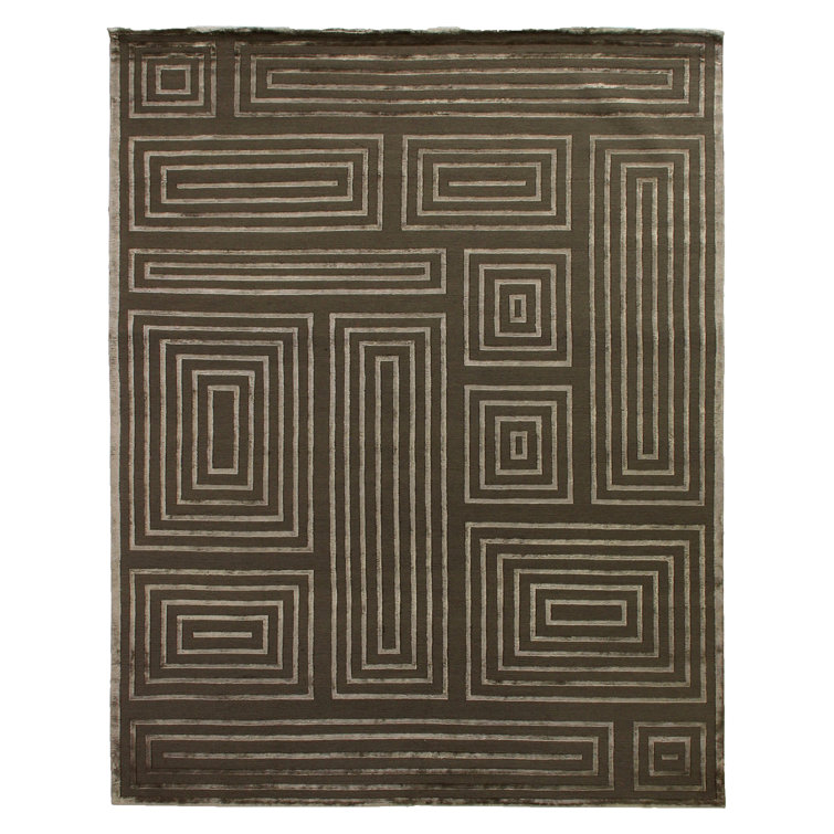 Metro-Velvet Geometric Area Rug in Khaki