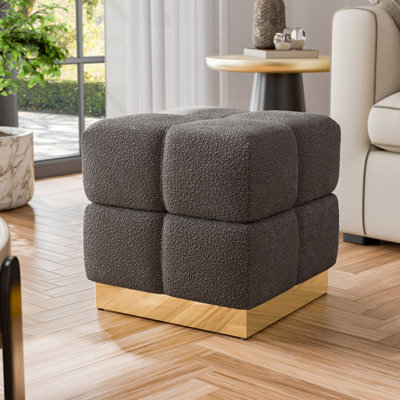 Tabouret de rangement contemporain l 18,4 po, gris anthracite