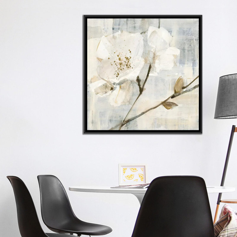 «Elegance in Greige I», reproduction sur toile, H 18 po x l 18 po x P 1,5 po, Toile avec cadre noir, Pas de tapis