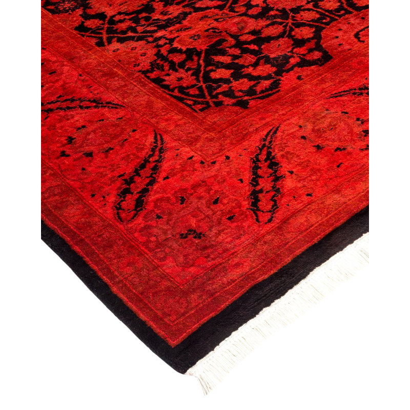 Tapis orange noué à la main de conception unique Holsworth