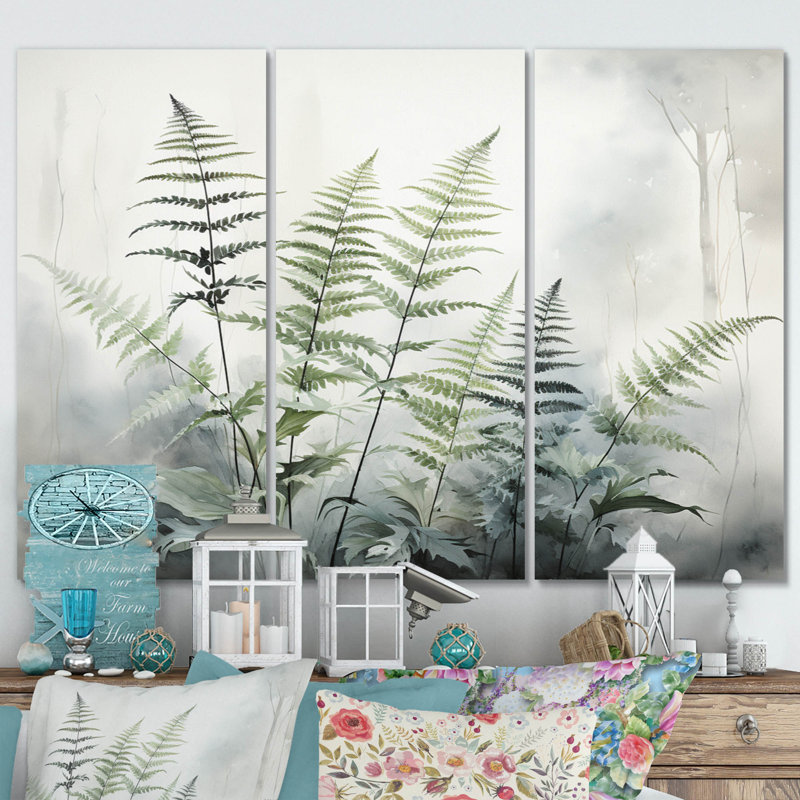 Ferns Silver Whispers II Plants & Flowers Wall Decor on Metal