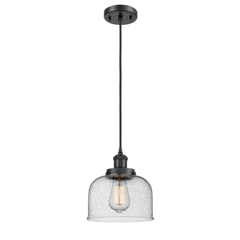 Mini luminaire suspendu à cordon 8 lumières Ballston Urban Bell, Grainé, Noir mat, Ampoule non incluse