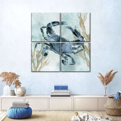 Ensemble de 4 pièces crabe bleu marine sur toile