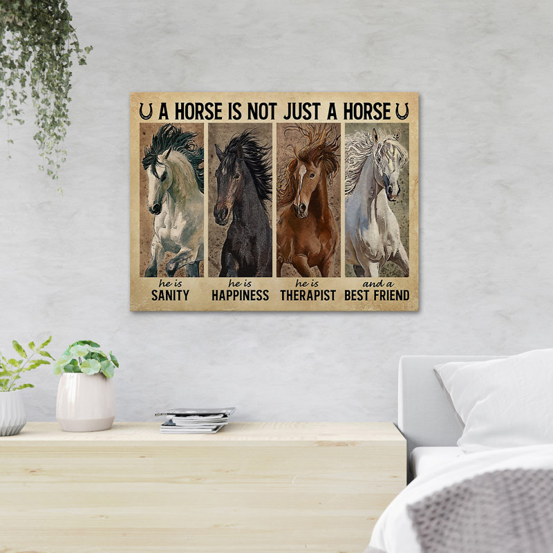 Quatre chevaux sacrés, impression sur toile tendue, H 11 po x l 14 po x P 2 po