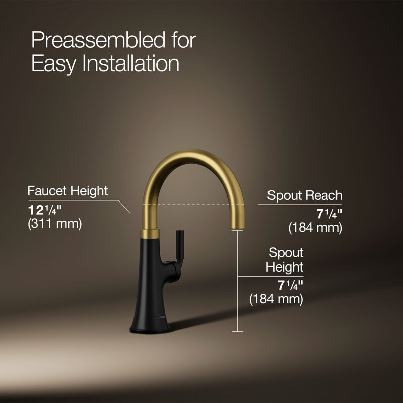 Tone Single-Handle Bar Sink Faucet, Matte Black/Brass