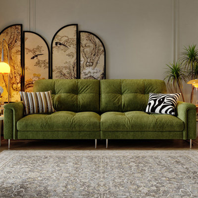 Green Chenille Modular Sofa cushion couch