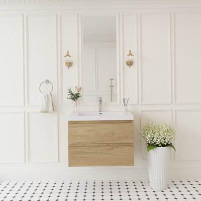 30" Floating Bathroom Vanity With Sink, Modern Wall-Mounted Bathroom Storage