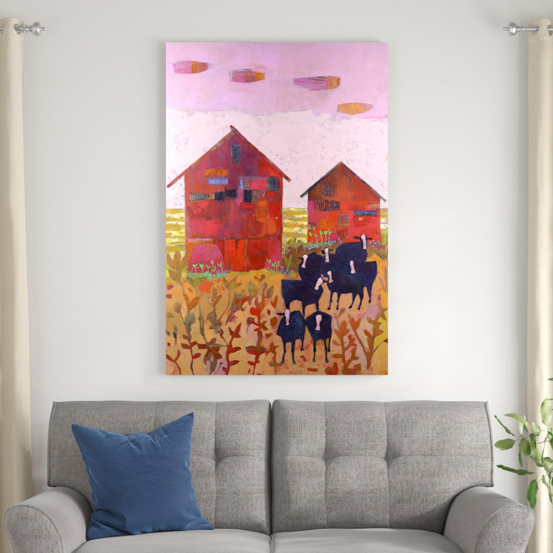 " Orland Barns " by Sue Jachimiec Painting Print, 48" H x 32" W x 1.25" D