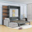 Grand lit escamotable avec canapé et tablettes-304136824