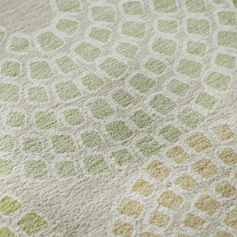 Premium Machine Washable Prisco Aloe Rug, Round 8'