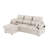 L-Shaped Linen Sleeper Sectional Sofa Bed with Storage Chaise, Solid Wood Frame, USB Charging-1672139323