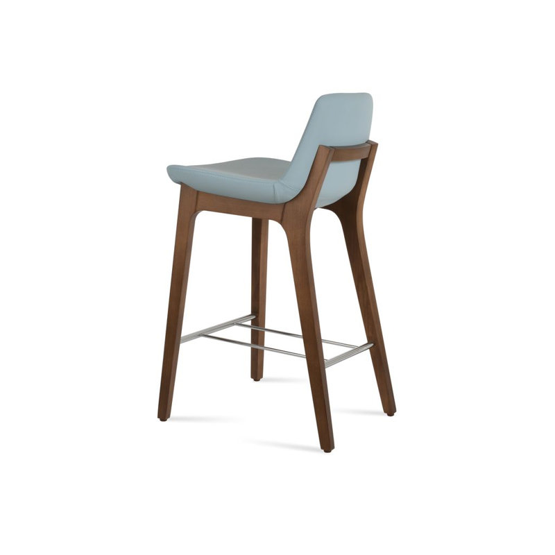 Pera HB Wood Bar & Counter Stool, Bar Stool (29" Seat Height), Sky Blue PPM