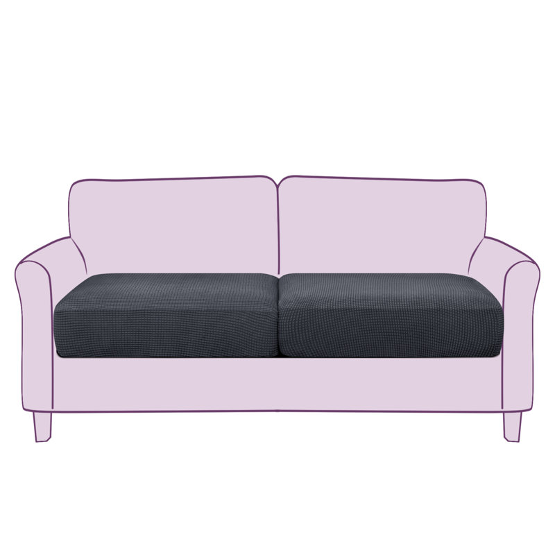 Housse pour causeuse à coussins carrés texturés, Mélange de polyester gris