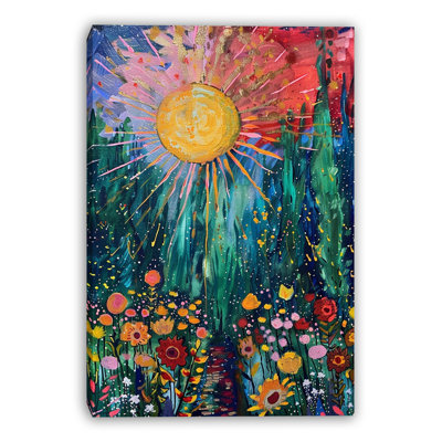 Wildflower River Path Wrapped Canvas Wall Art