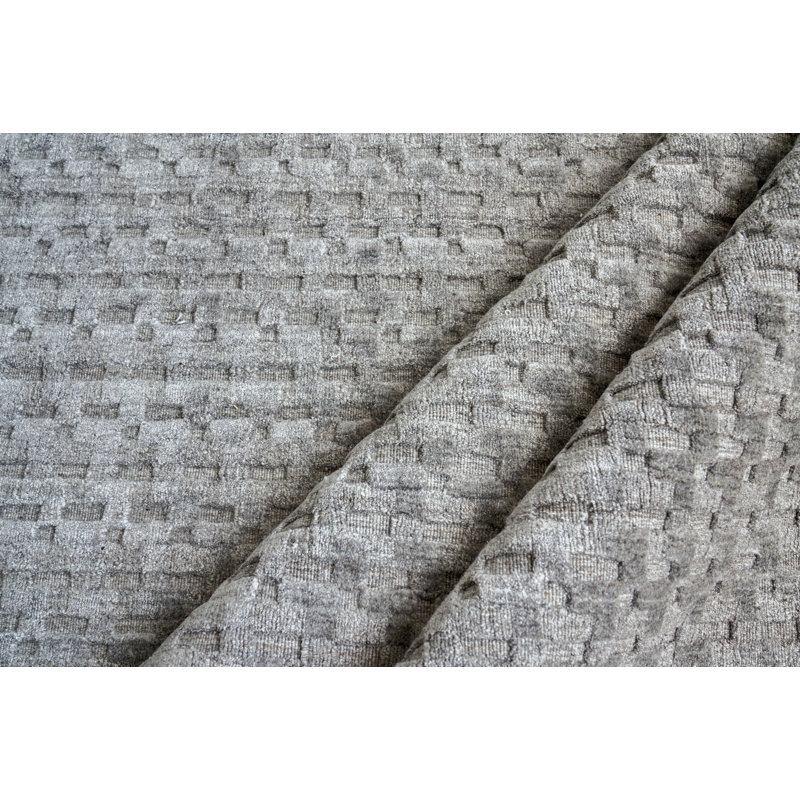Monroe Silk Area Rug in Taupe, Rectangle 9' x 12'
