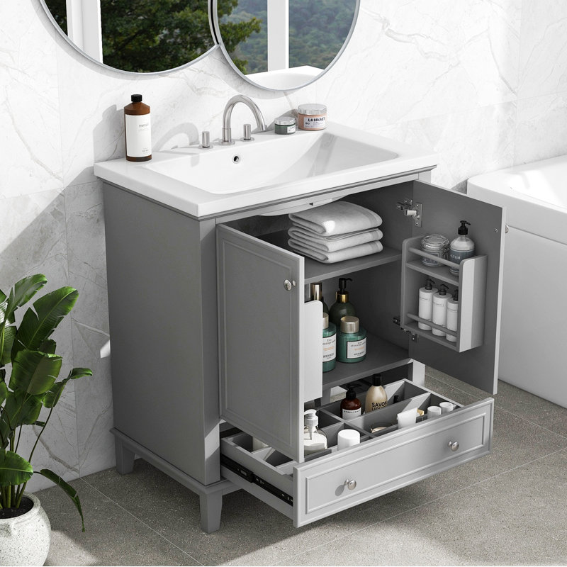 Ensemble de meuble-lavabo simple 30 po Neriadh, Gris