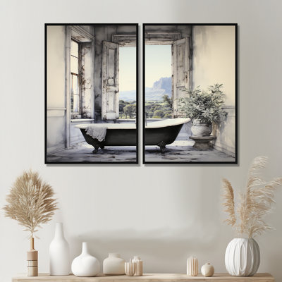 Bath, monochrome de Tranquillity I - Illustration Laundry, reproduction d'art sur toile