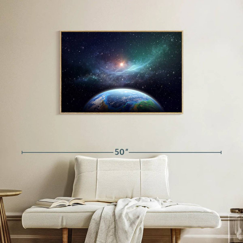 Exoplanète, Cadre flottant en bois naturel, 37 po x 25 po