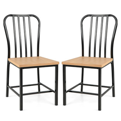 47cm H Metal Slat Back Parsons Chair