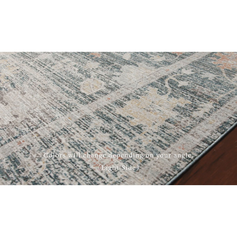 Millie Blue and Multicolor Round Floral Synthetic Area Rug