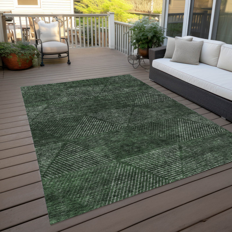 Tapis intérieur / extérieur en polyester tissé à la machine Malchow, Rectangle 5 pi x 7 pi 6 po