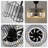 20" Modern  Matte Black Ceiling Fan w Metal Frame Glass Shade, 5 Light 3 Fan Speed w Remote Control