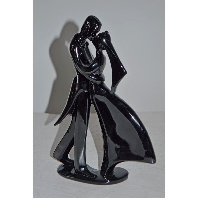 Abdiel Bride and Groom Resin Statue Modern Art - Size: 3"L x 9"W x 12"H., Black