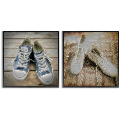  Vintage Sneakers View 2 PC Giclee Art Set by Graffi*tee Studios