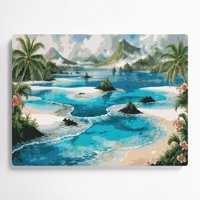 «Hawaiian Lagoons», art mural en métal bleu, H 12 po x l 18 po