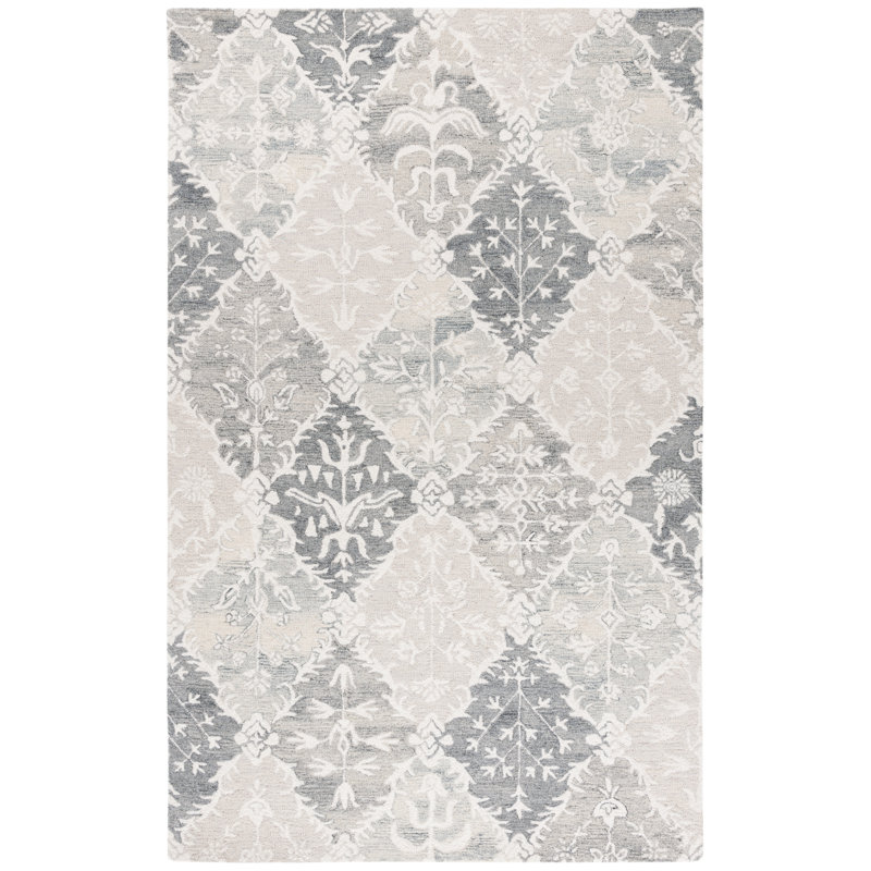 Tapis floral en laine touffeté à la main Garvin, Rectangle 8 pi x 10 pi
